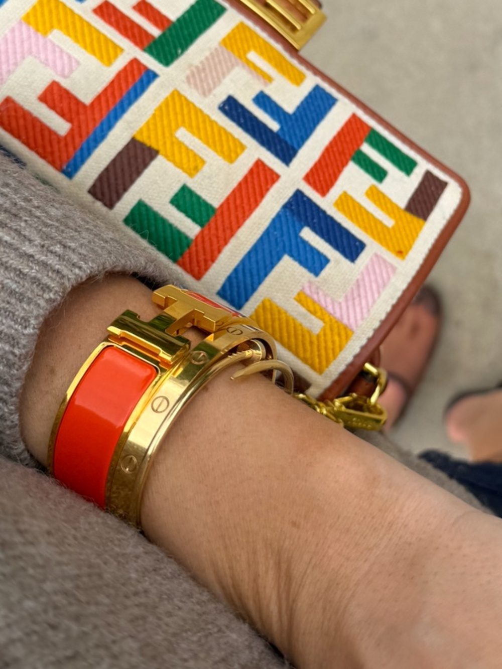 Orange Hermes Clic Clac Bracelet